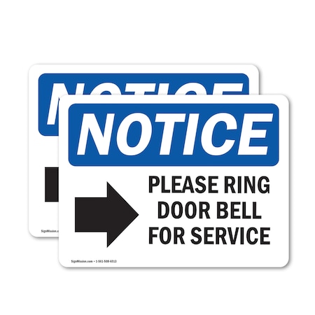Signmission Please Ring Door Bell For Service Sign With Symbol, 5 in W x Rectangle, Vinyl Decal OS-2PACK-NS-D-35-L-17581